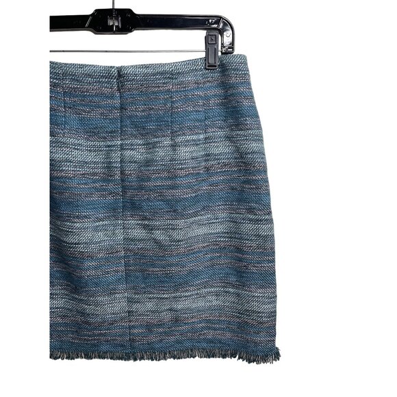 Loft Blue Gray Tweed Zip Mini Skirt Size 8 Workwear Classic - Picture 9 of 12